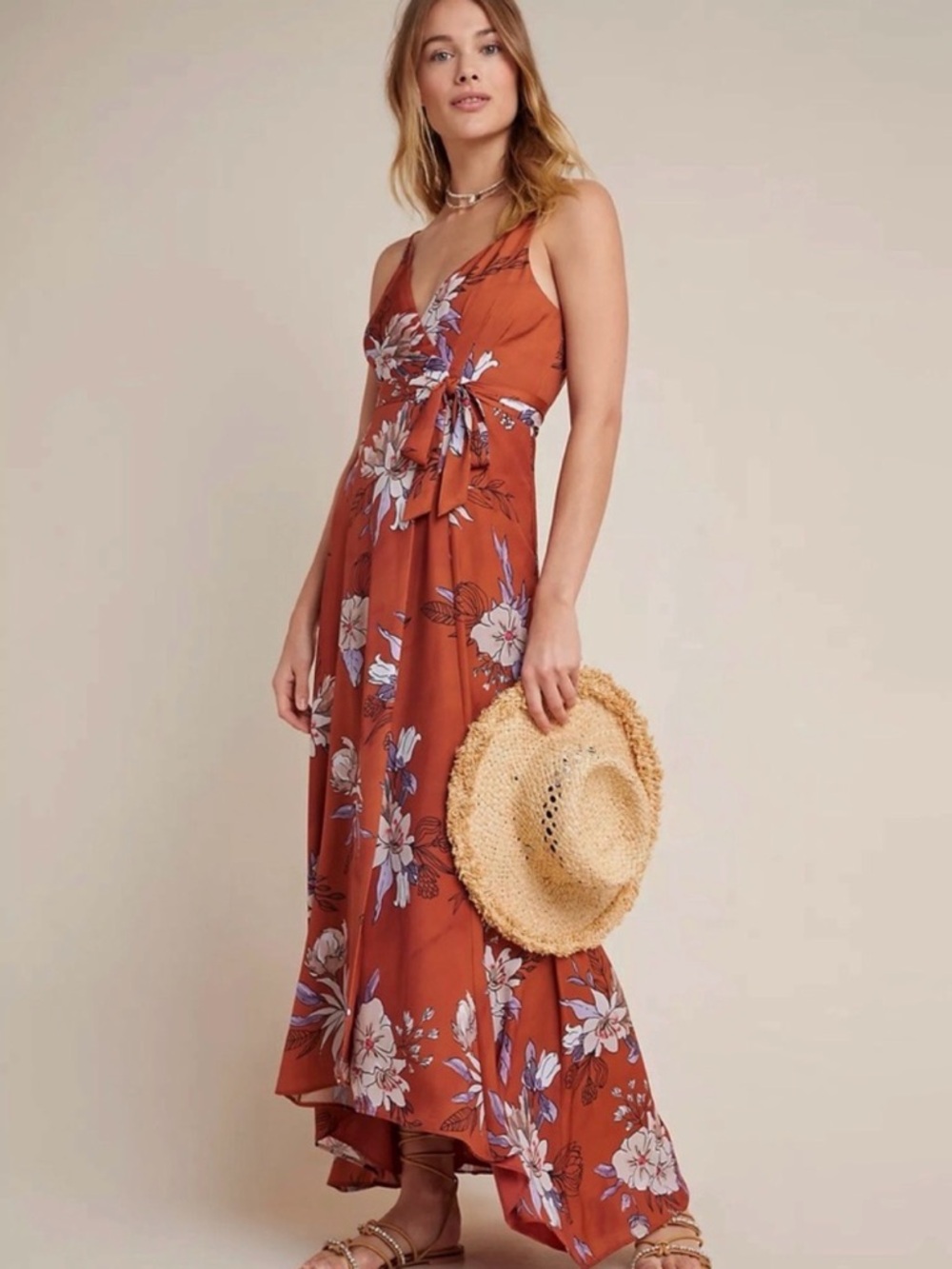 Hutch Rust Floral Maxi Wrap Dress